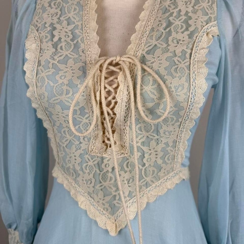 1970s Gunne Sax Prairie lace up Dress - Picture 6 of 8